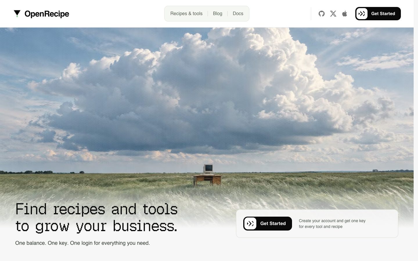 Screenshot of openrecipe.io